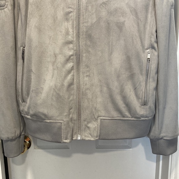 NWOT - Mens River Island Textured Silver Grey Zippered Bomber Jacket - Sz XL* - Picture 5 of 16